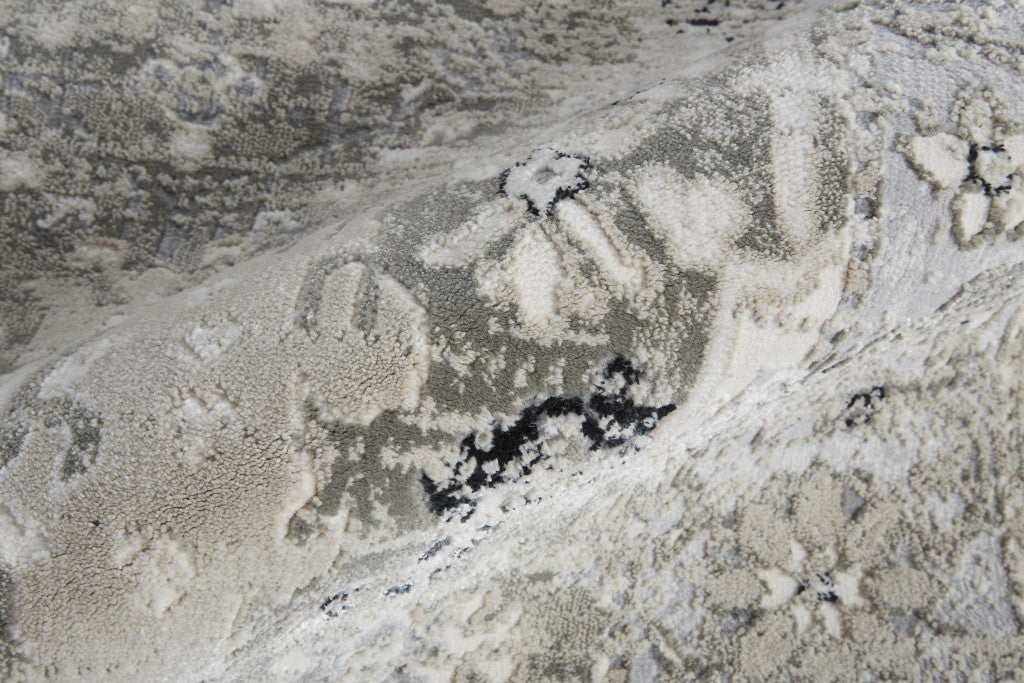 2' X 3' Gray And Silver Abstract Power Loom Distressed Area Rug