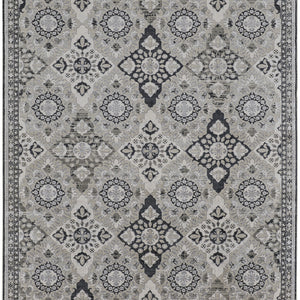2' X 3' Gray And Black Floral Power Loom Area Rug