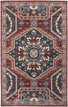 Red Gray And Tan Abstract Power Loom Distressed Stain Resistant Area Rug - 2' x 3'