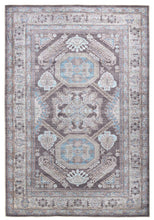 Gray Taupe And Blue Floral Area Rug - 2' x 3'