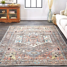 Taupe Red And Brown Floral Area Rug - 2' x 3'