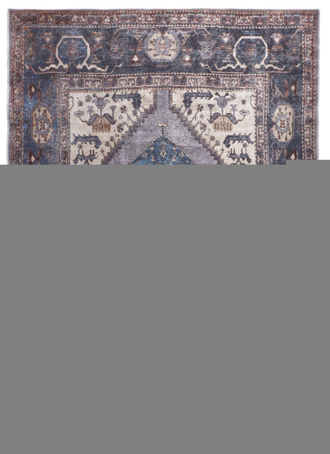 Blue Brown And Ivory Floral Area Rug - 2' x 3'