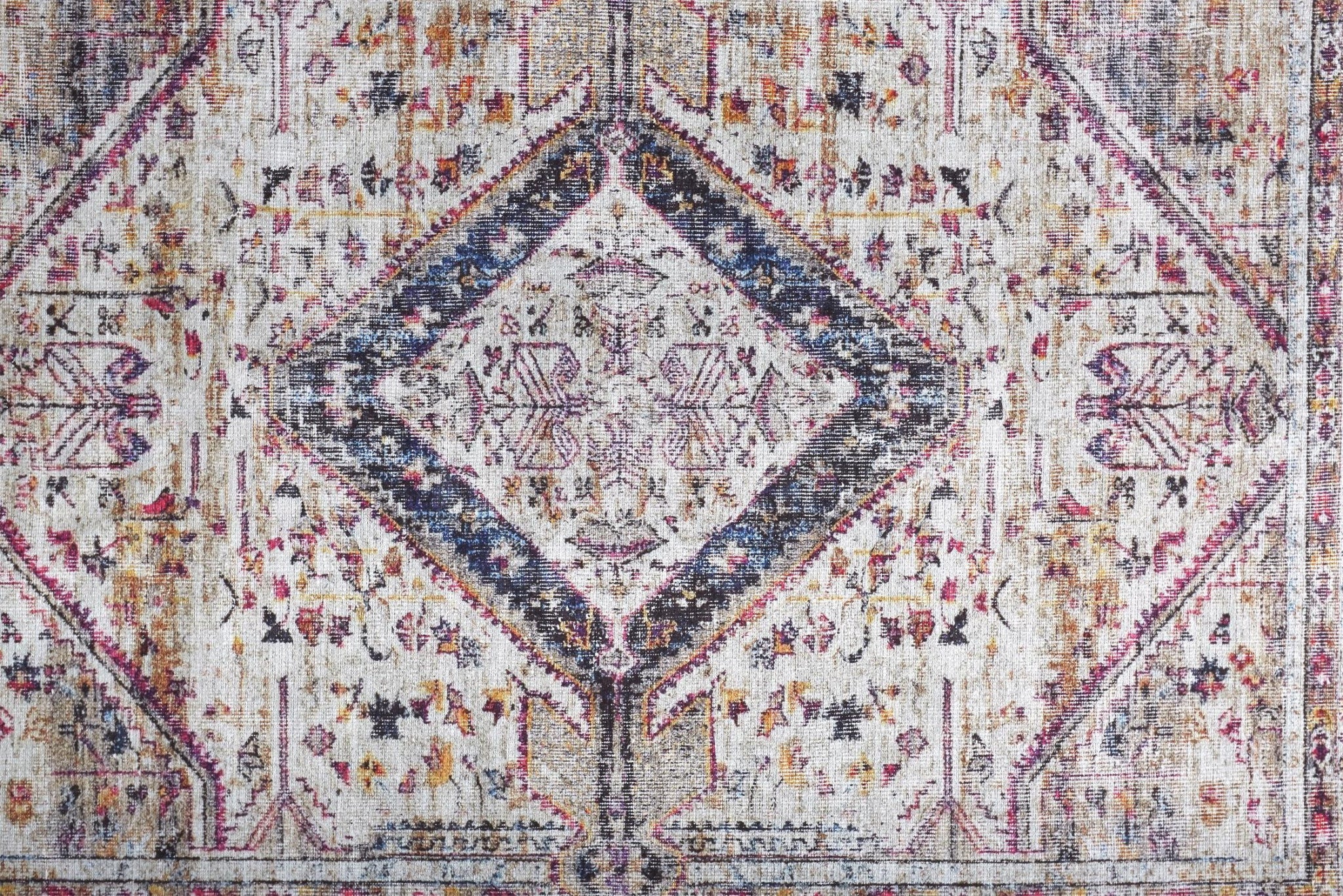 Ivory Red And Pink Abstract Area Rug - 2' x 3'