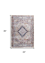 Ivory Red And Pink Abstract Area Rug - 2' x 3'