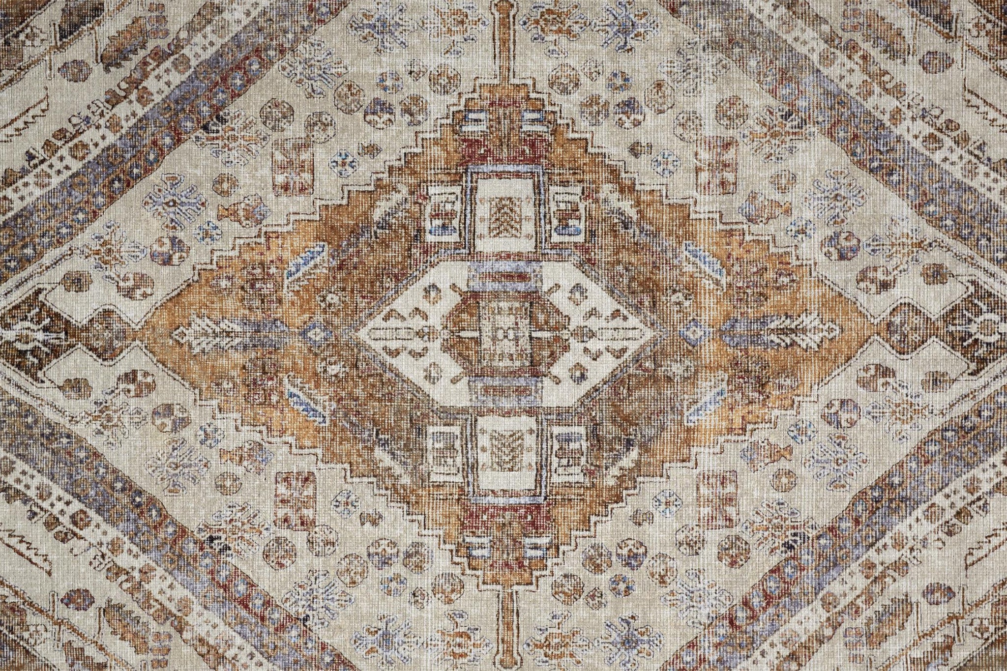 Ivory Orange And Brown Abstract Area Rug - 2' x 3'