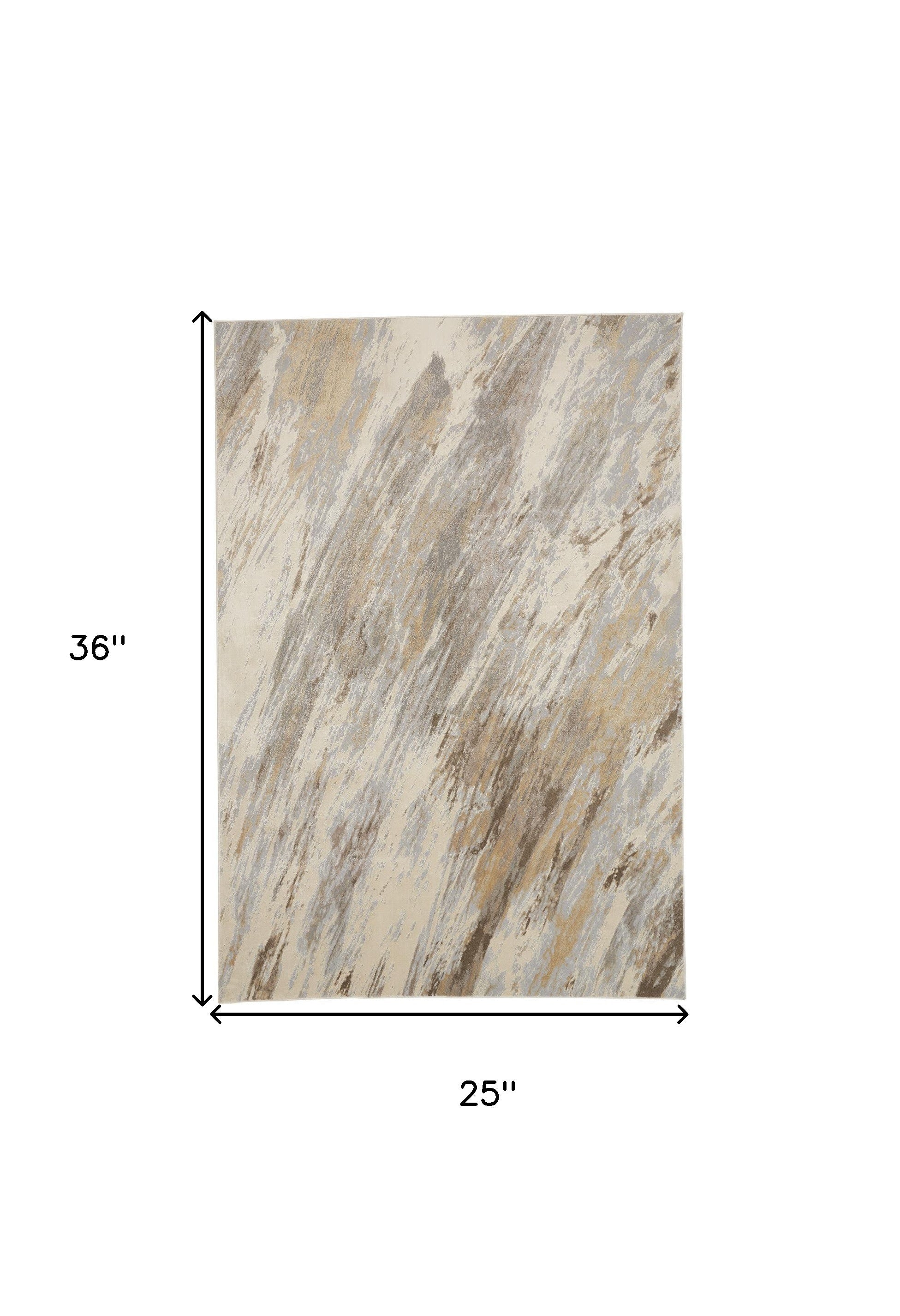 2' X 3' Ivory Tan And Brown Abstract Area Rug