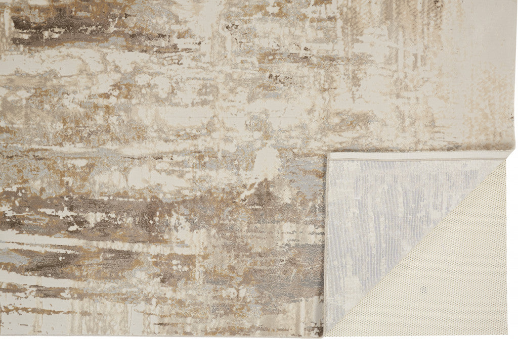 2' X 3' Tan Ivory And Gray Abstract Area Rug