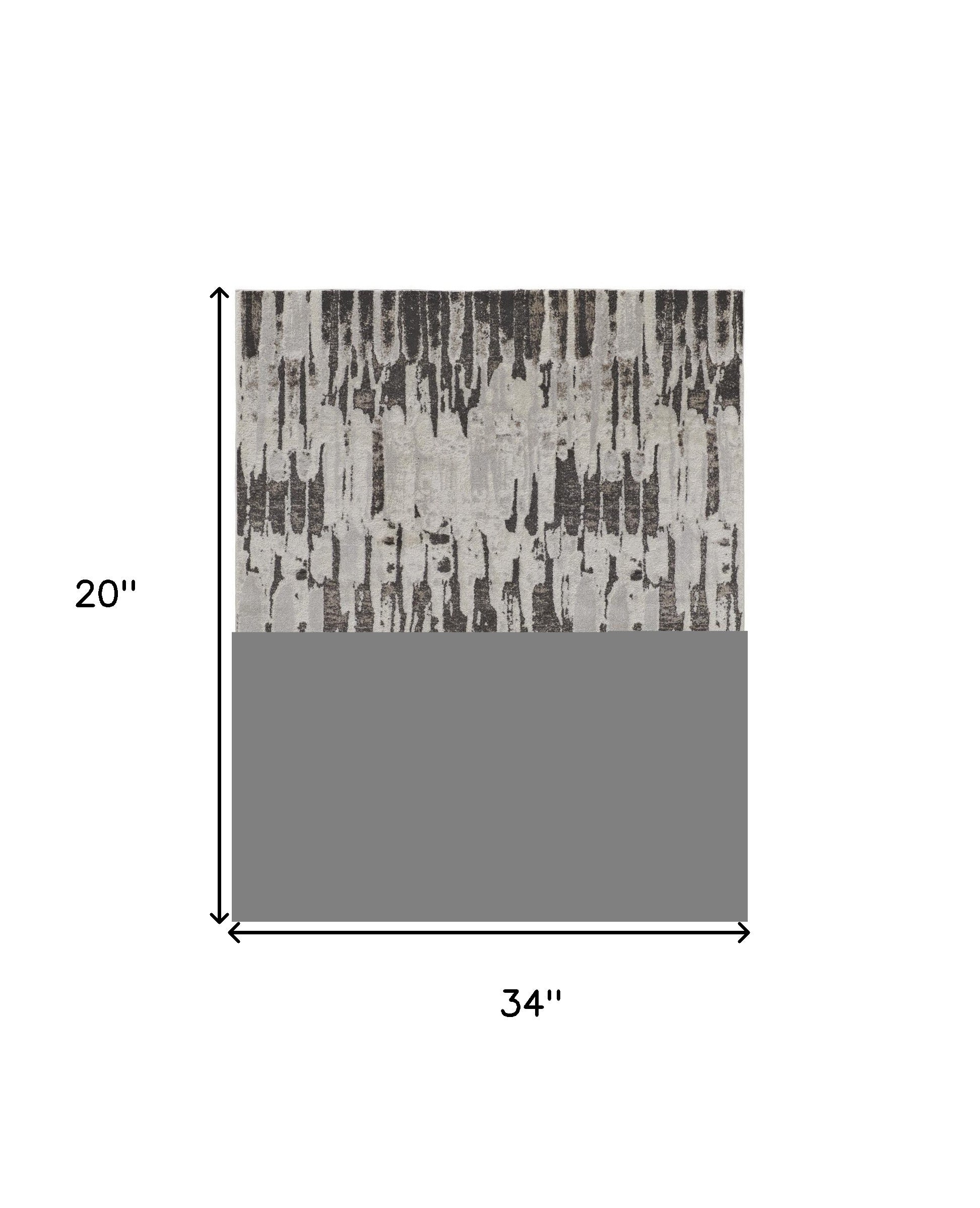 2' X 3' Ivory Brown And Gray Abstract Power Loom Stain Resistant Area Rug