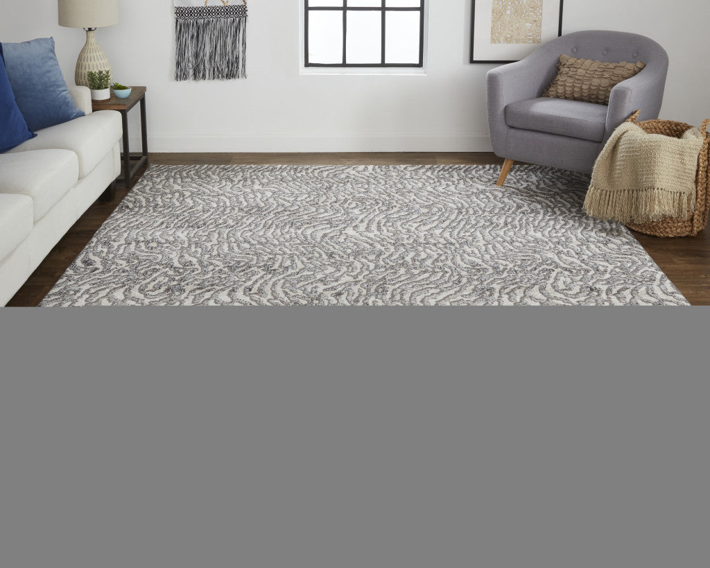 2' X 3' Gray Taupe And Ivory Abstract Power Loom Stain Resistant Area Rug