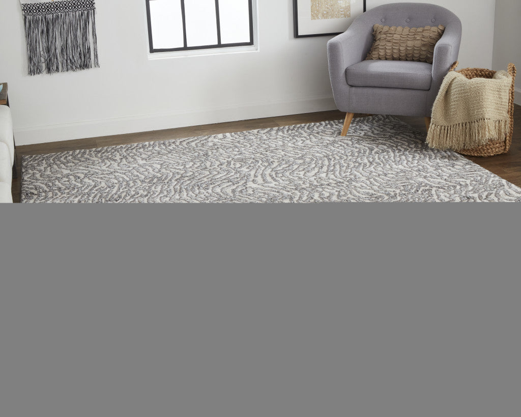 2' X 3' Gray Taupe And Ivory Abstract Power Loom Stain Resistant Area Rug