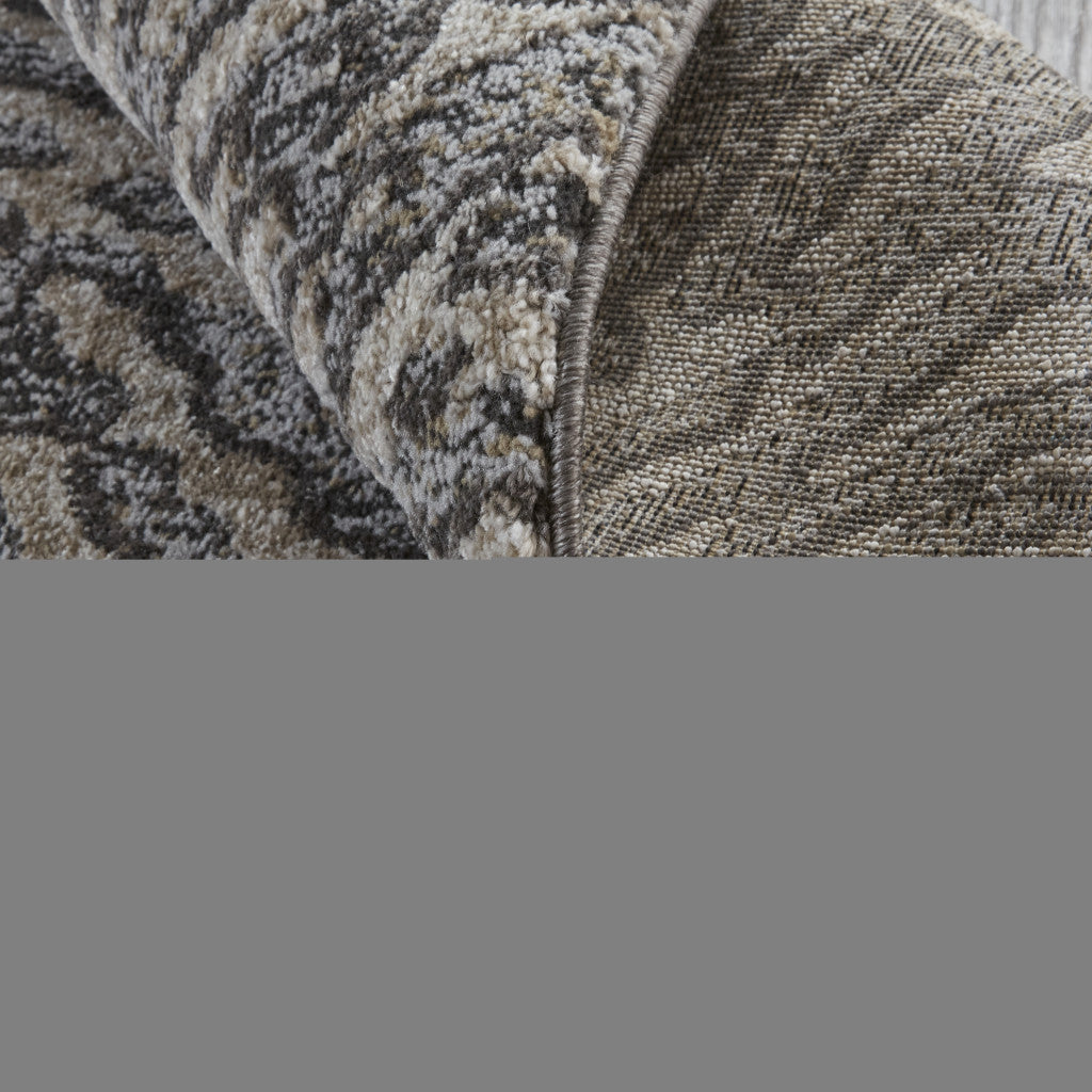 2' X 3' Gray Taupe And Ivory Abstract Power Loom Stain Resistant Area Rug