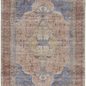 2' X 3' Red Tan And Blue Abstract Area Rug