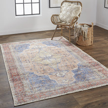 2' X 3' Red Tan And Blue Abstract Area Rug