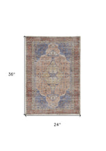 2' X 3' Red Tan And Blue Abstract Area Rug