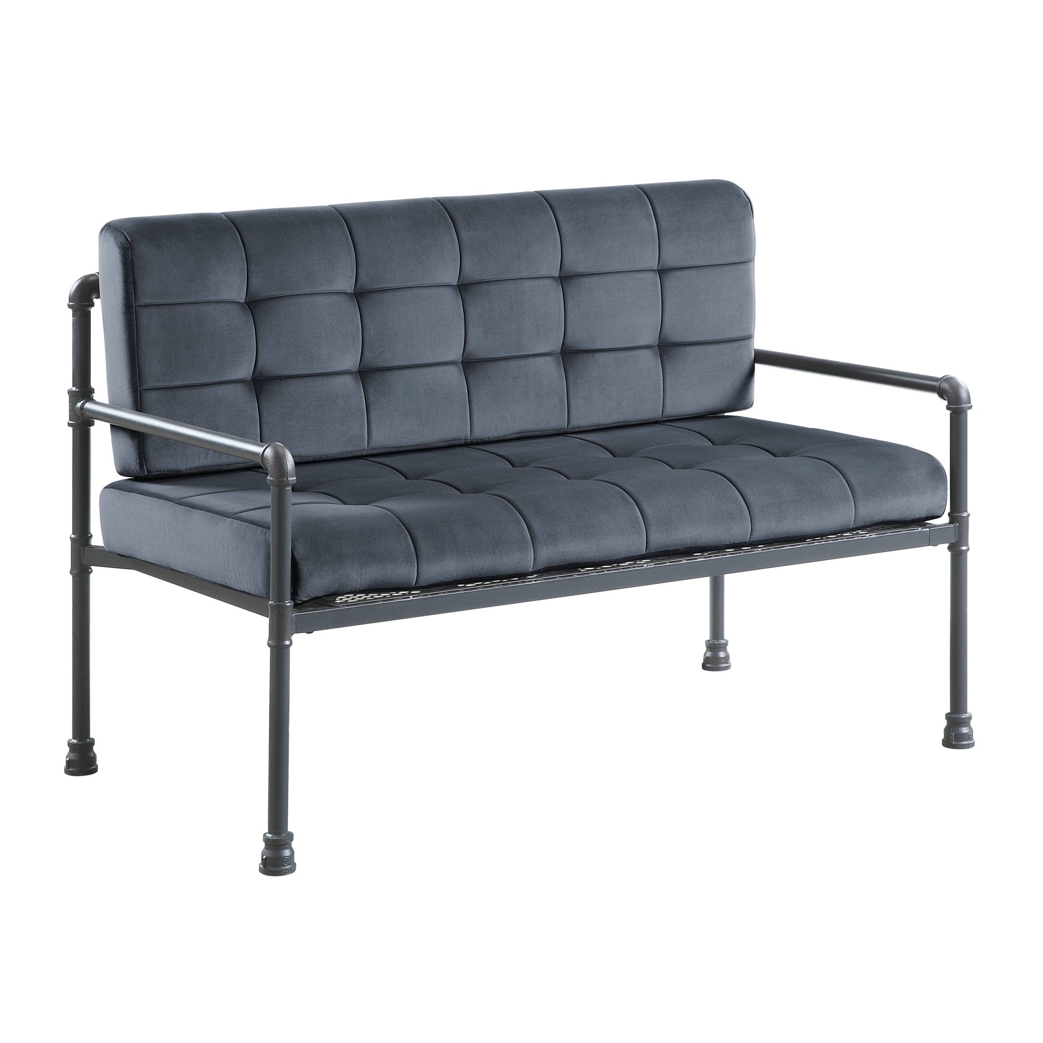 Gray Tufted Velvet And Gray Love Seat 51"