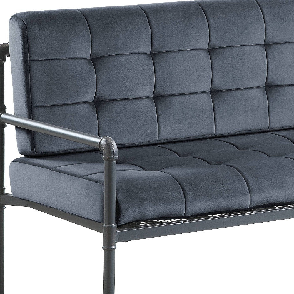 Gray Tufted Velvet And Gray Love Seat 51"