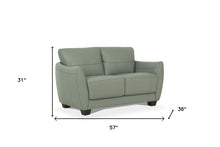 Pale Green Leather And Black Standard Love Seat 57