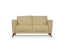 Cream Leather And Black Standard Love Seat 59