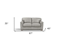 Gray Leather And Black Standard Love Seat 67