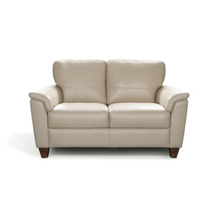 Beige Leather And Black Standard Love Seat 62"