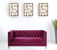 Burgundy Tufted Velvet Bling and Acrylic Love Seat 67