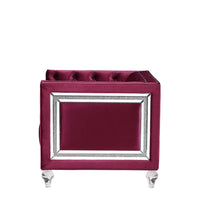 Burgundy Tufted Velvet Bling and Acrylic Love Seat 67