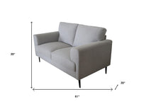 Light Gray 100% Linen And Black Standard Love Seat 61