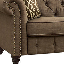 Brown 100% Linen And Black Standard Love Seat 67