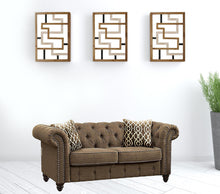 Brown 100% Linen And Black Standard Love Seat 67