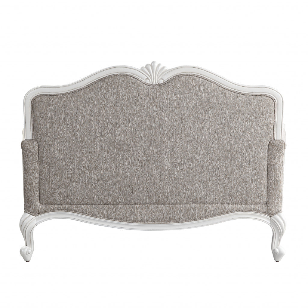 Love Seat estándar beige 100% lino y blanco de 64"