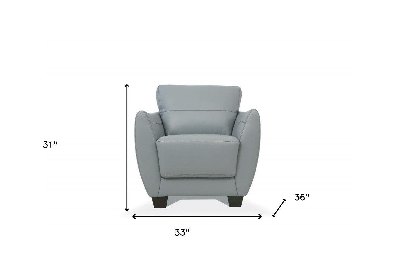 33 英寸水色真皮黑色扶手椅