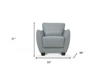 33 英寸水色真皮黑色扶手椅