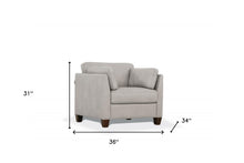 Sillón de cuero genuino blanco polvoriento de 36