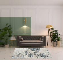 5' X 7' Blue Abstract Stain Resistant Area Rug