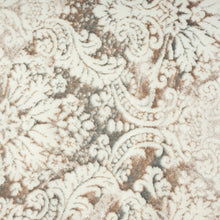 5' X 7' Cream Damask Stain Resistant Area Rug