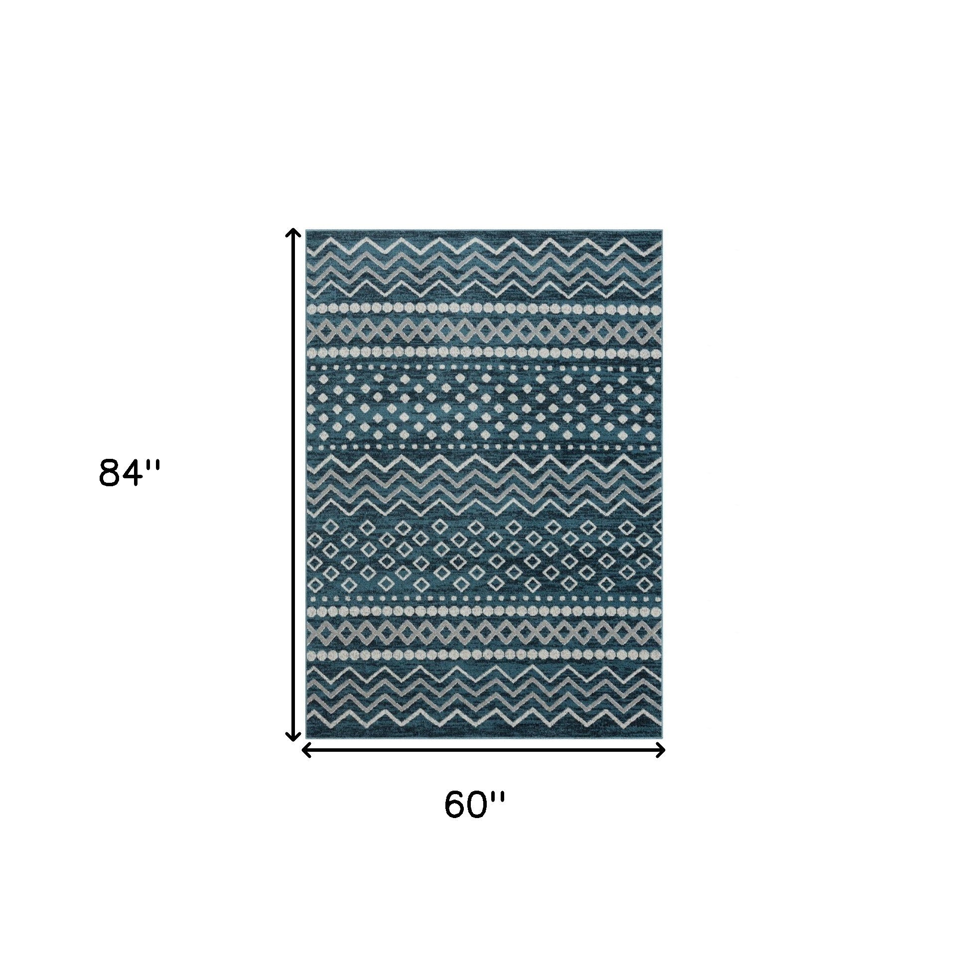 5' X 7' Beige Geometric Washable Area Rug
