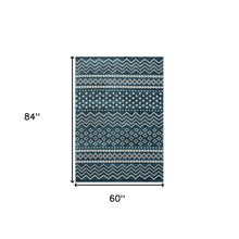 5' X 7' Beige Geometric Washable Area Rug