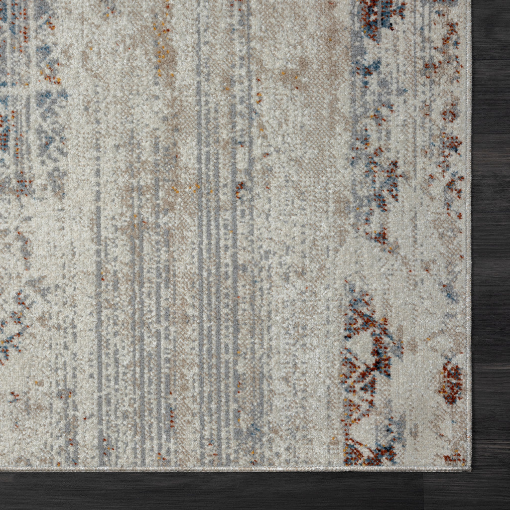 5' X 7' Ivory Tribal Distressed Washable Area Rug