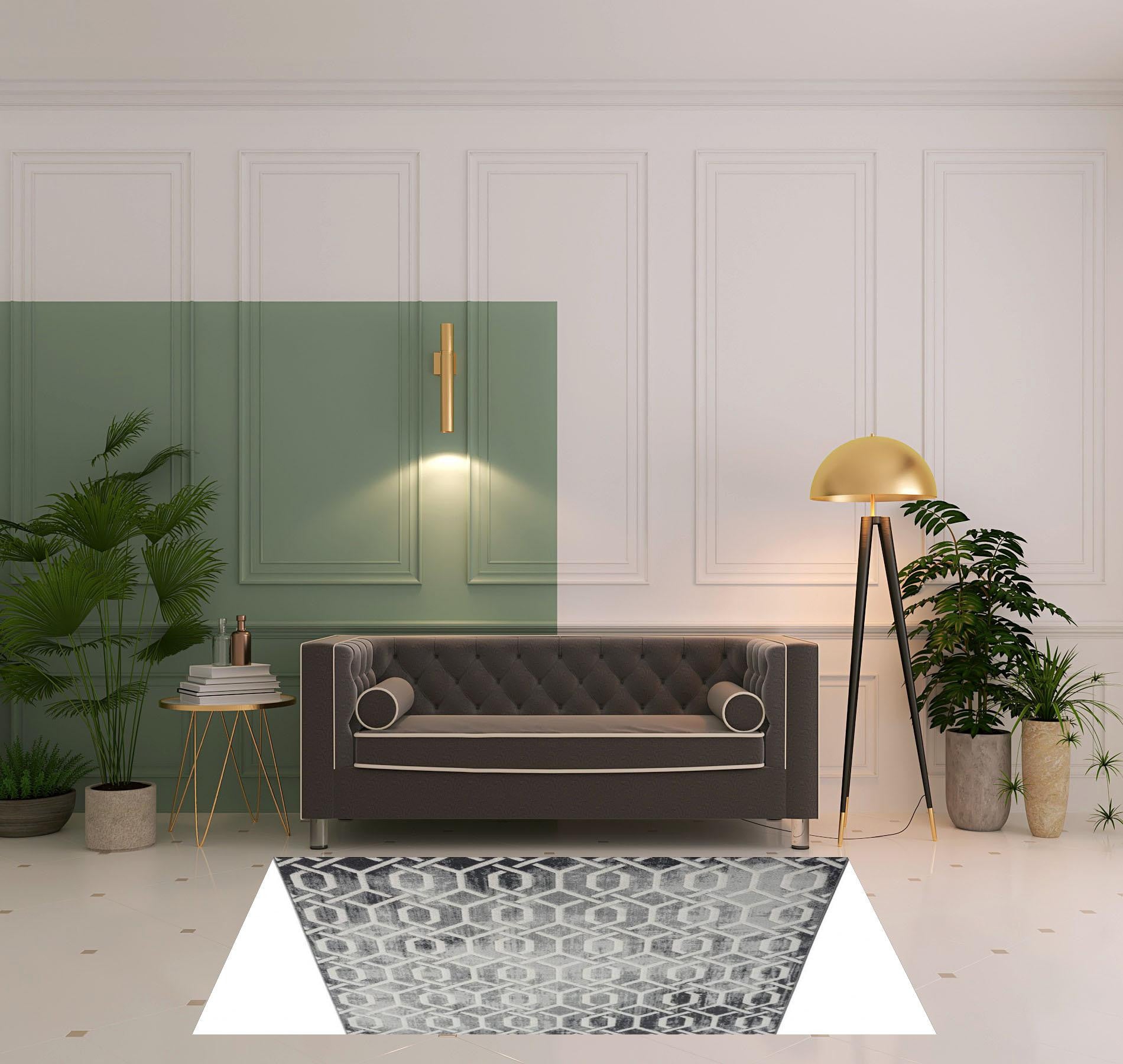 5' X 7' Gray Geometric Area Rug