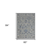 5' X 7' Blue Floral Area Rug