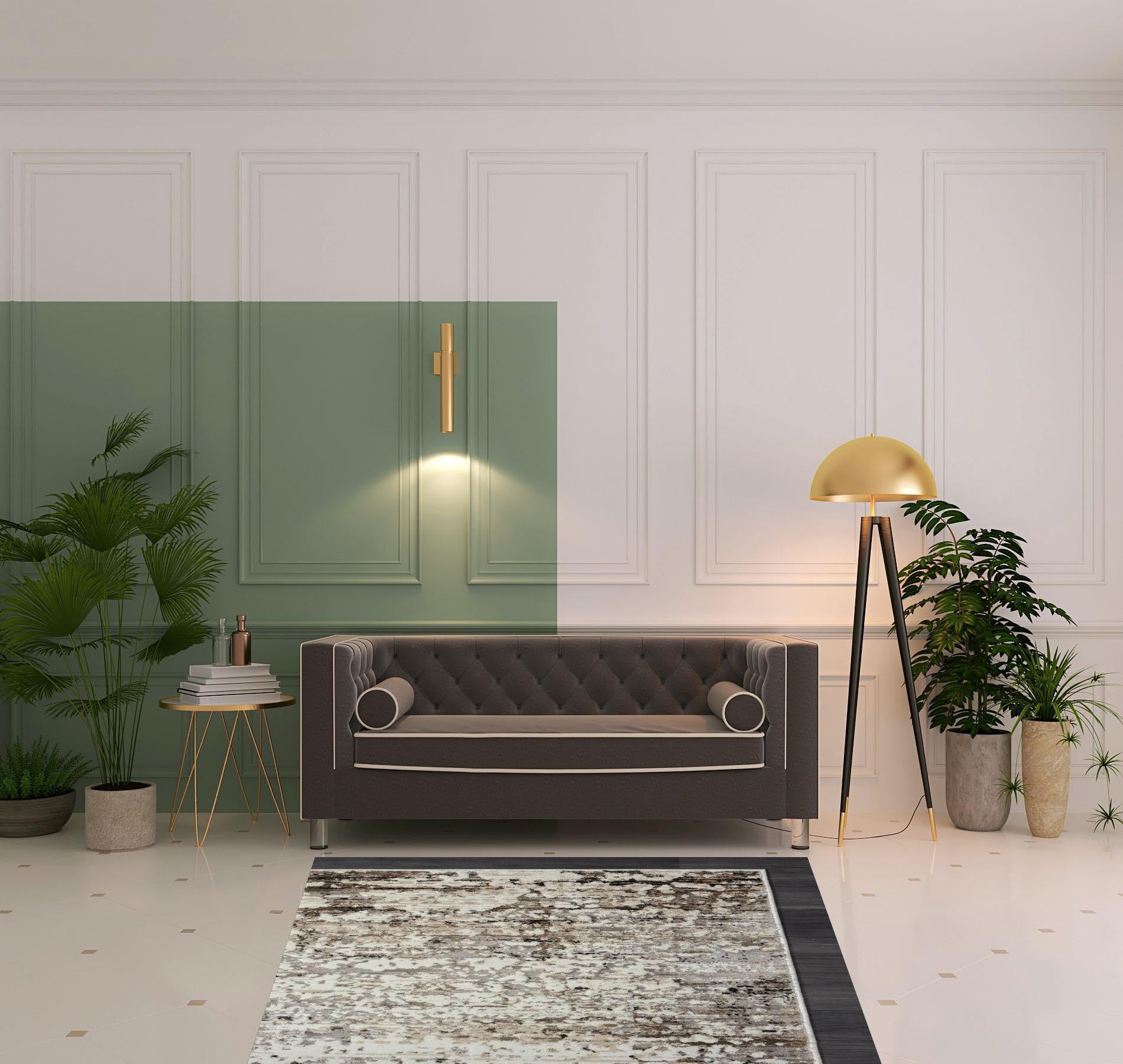 4' X 6' Beige Abstract Distressed Area Rug