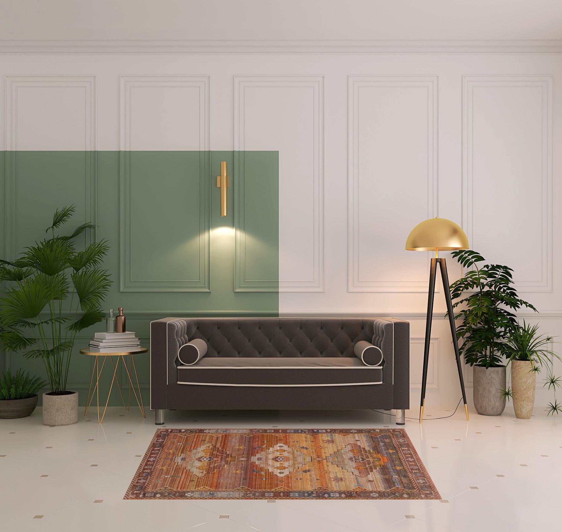 2' X 6' Brown Southwestern Runner Rug