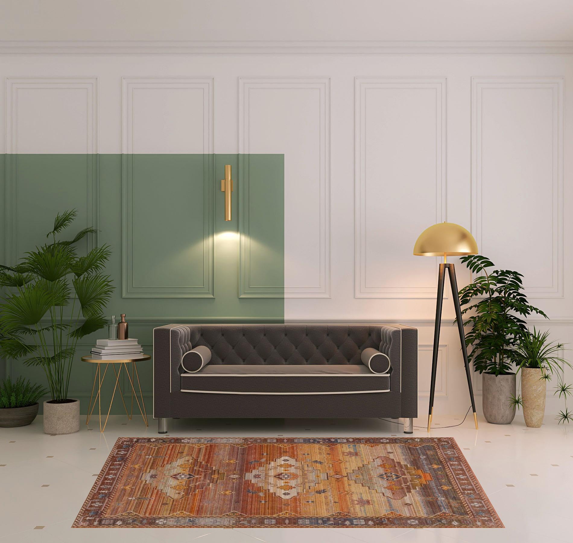 2' X 6' Brown Southwestern Runner Rug