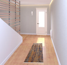 2' X 6' Beige Abstract Distressed Runner Rug