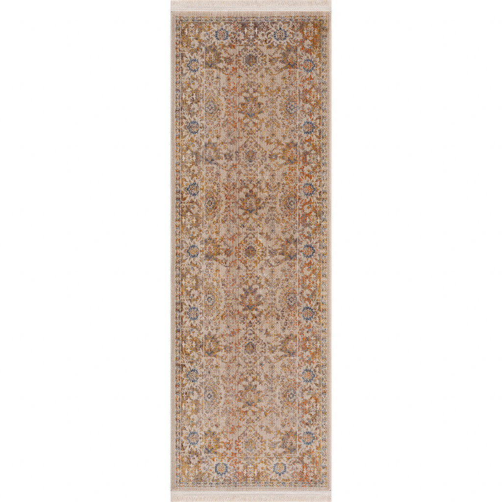 2' X 6' Ivory Oriental Runner Rug