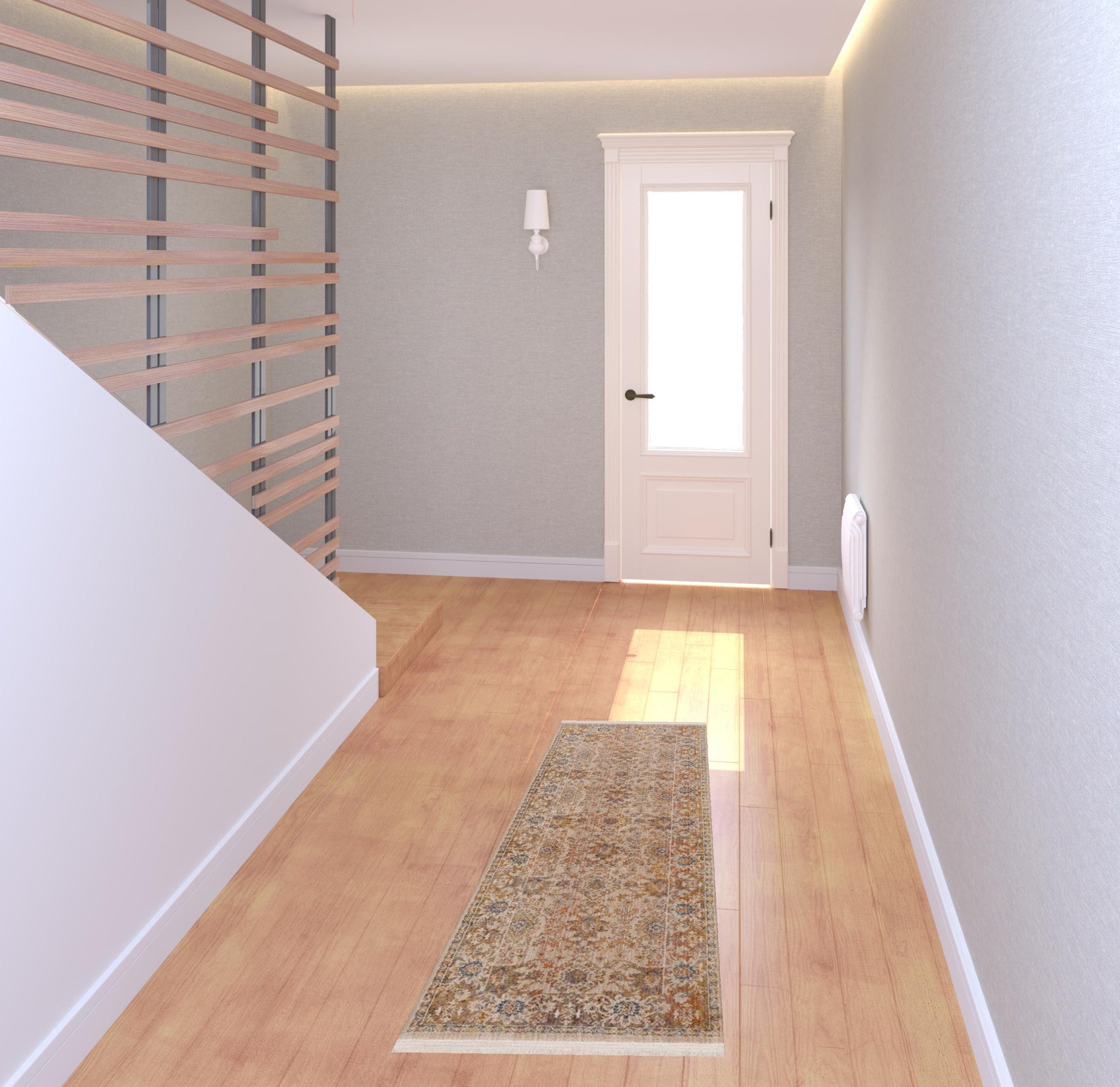 2' X 6' Ivory Oriental Runner Rug