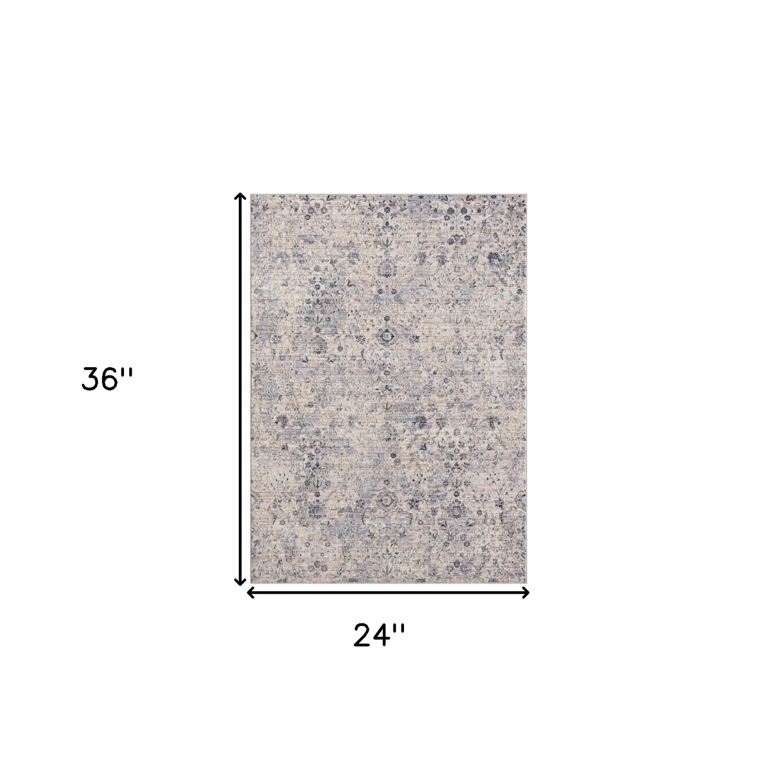 2' X 3' Gray Floral Area Rug