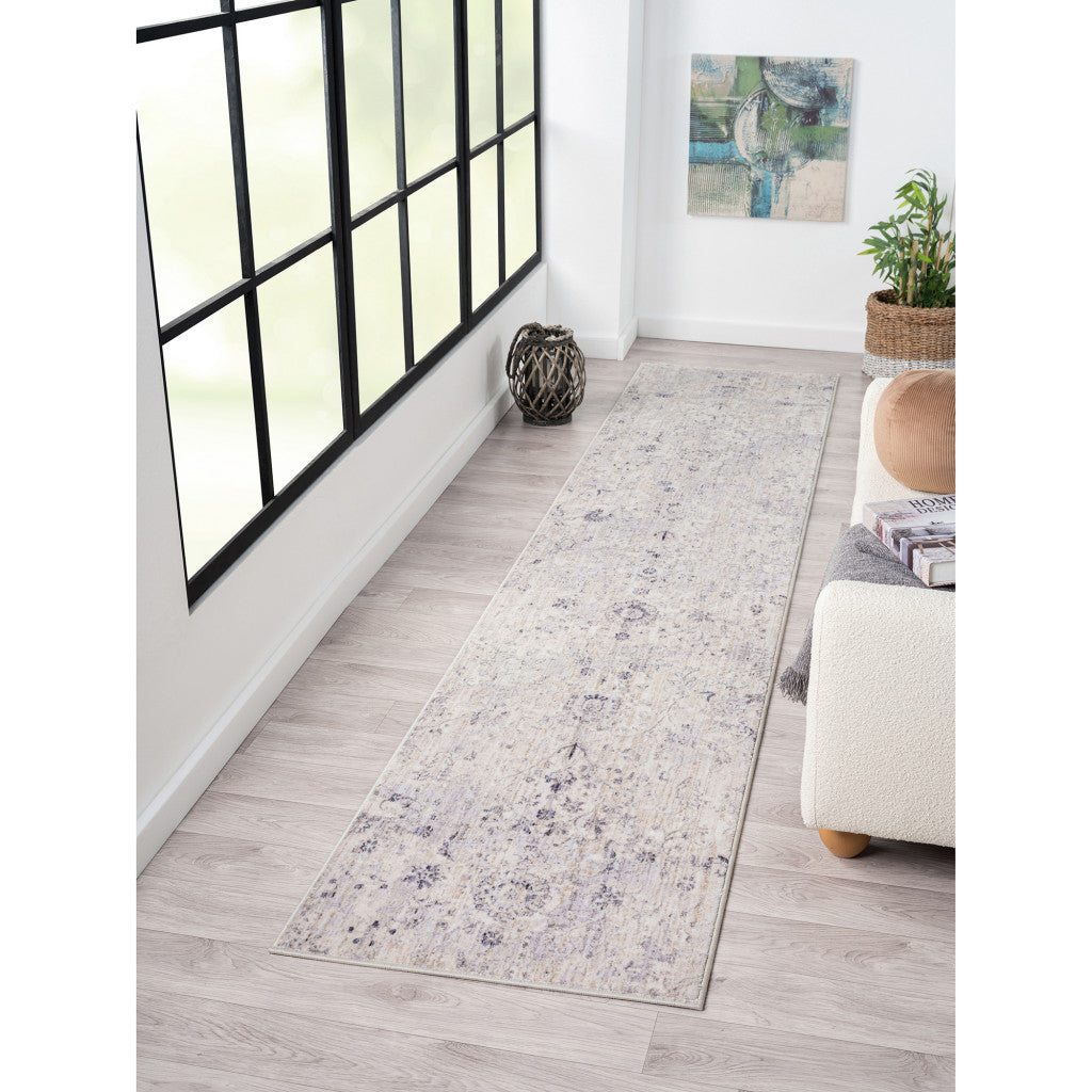 2' X 3' Gray Floral Area Rug