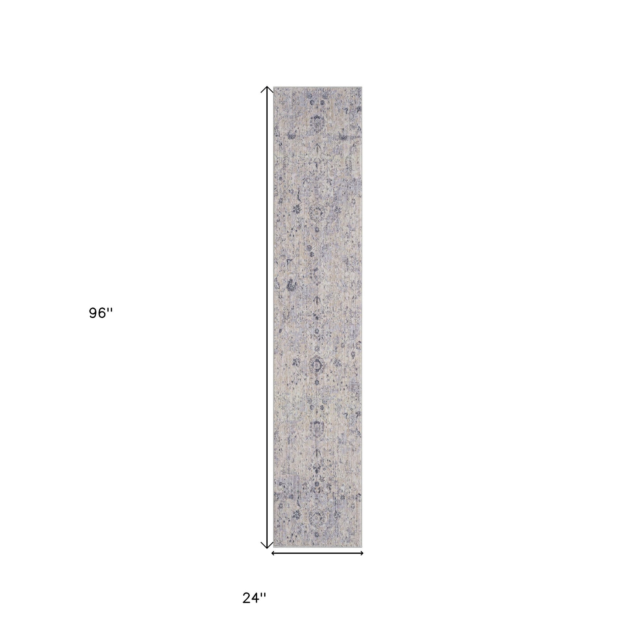 2' X 3' Gray Floral Area Rug