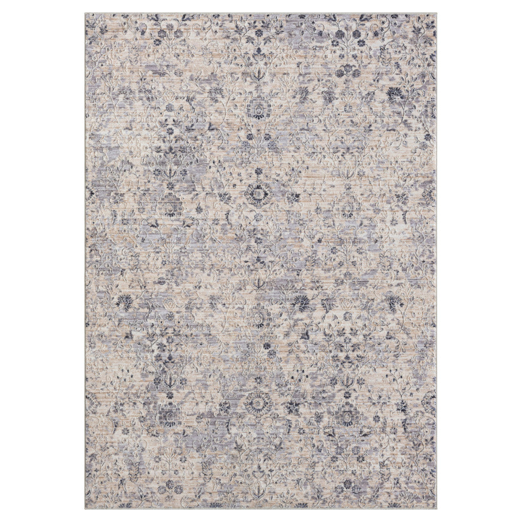 2' X 3' Gray Floral Area Rug